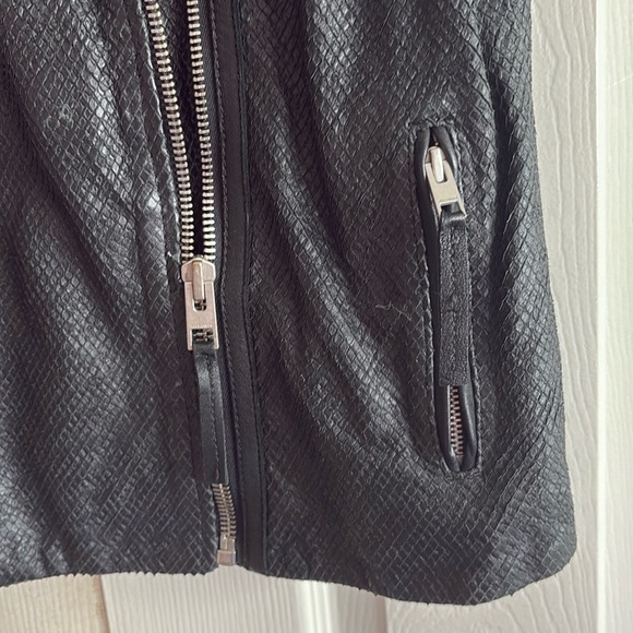 All Saints Genuine Leather Reptile Quad Biker Jacket - Picture 11 of 12